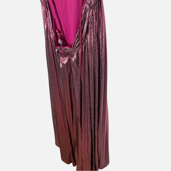 Ieena for Mac Duggal Ruffle Pleated Metallic Gown *READ FLAW* - Picture 4 of 10